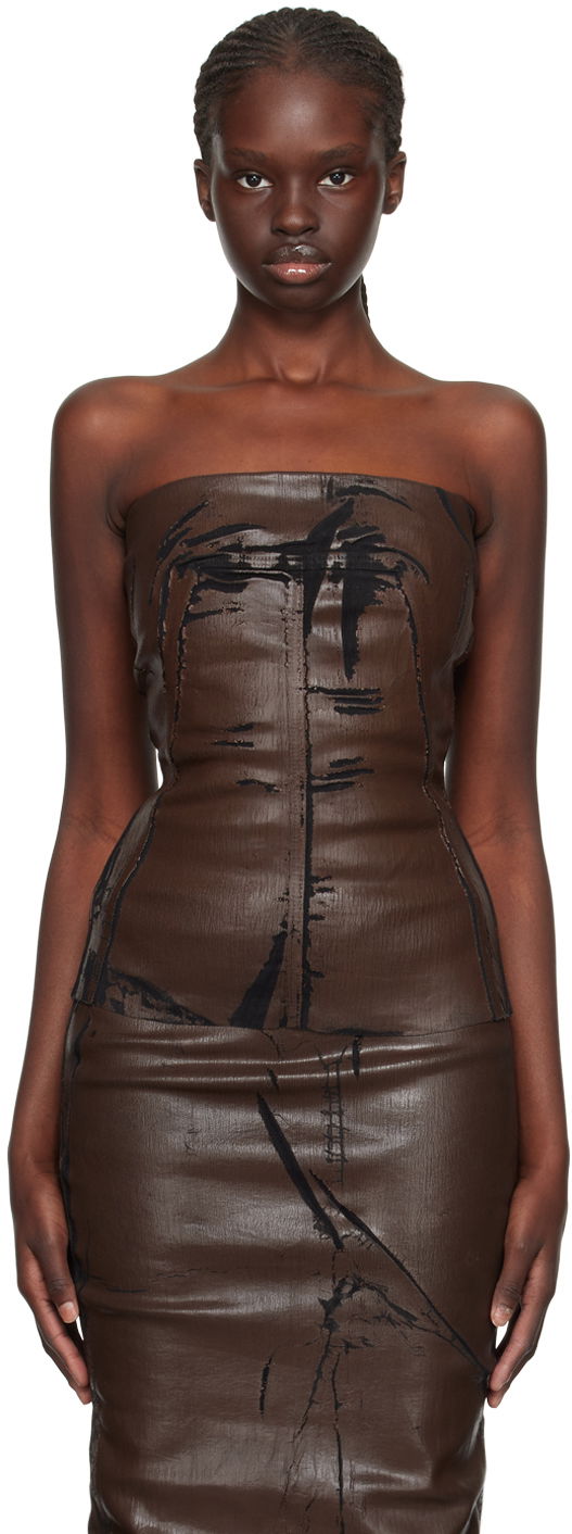 Tielko Rick Owens Bustier Denim Camisole Top Hnedá | RP02C1127 SLK, 0