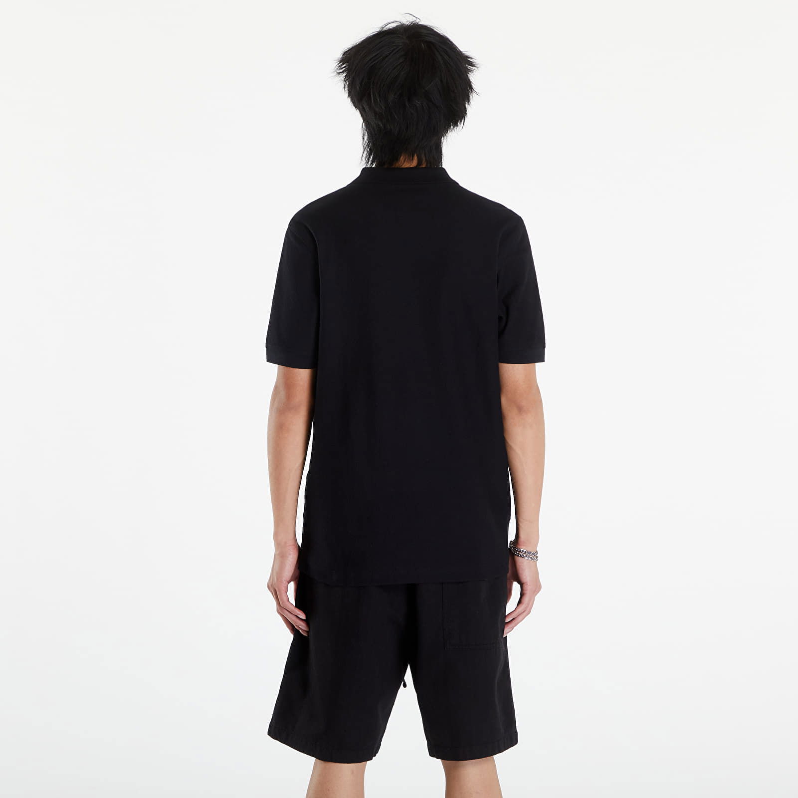 Woven Mesh Relaxed Polo Black