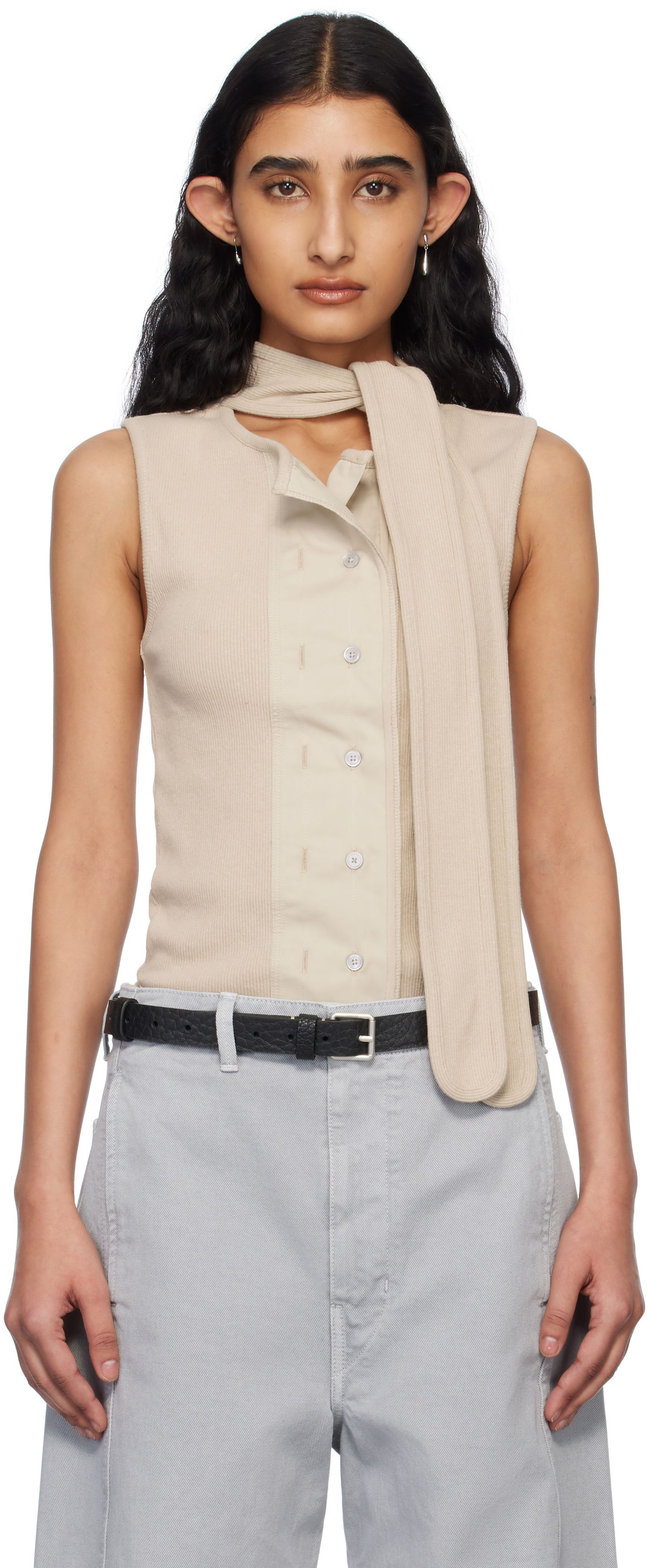 Tielko LEMAIRE Lemaire Asymmetrical Fitted Tank Top Béžová | TO1351 LJ1030, 0