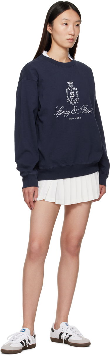Mikina Sporty & Rich Sporty & Rich Vendome Embroidered Crewneck Sweatshirt Navy | ST071602231BL106, 3