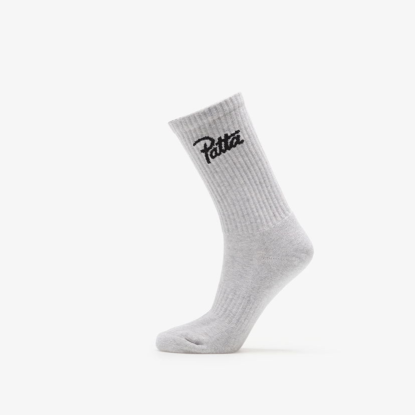 Ponožky Patta Script Logo Sports Sock Melange Grey Biela | POC-AW25-2020-396-0016-050