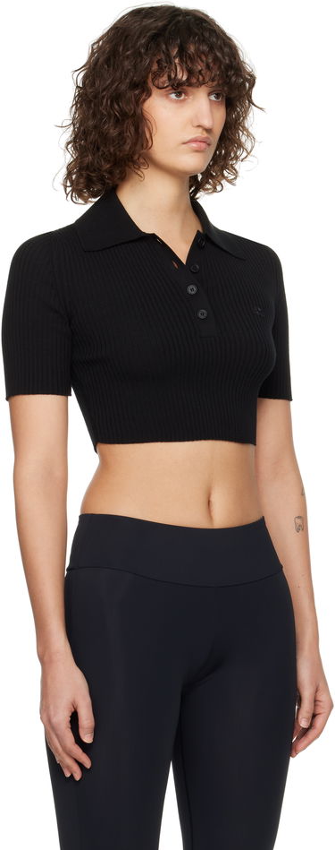 Polo tričko Courrèges Courrèges Cropped Knit Polo Top Čierna | 125MPO046FI0001, 1