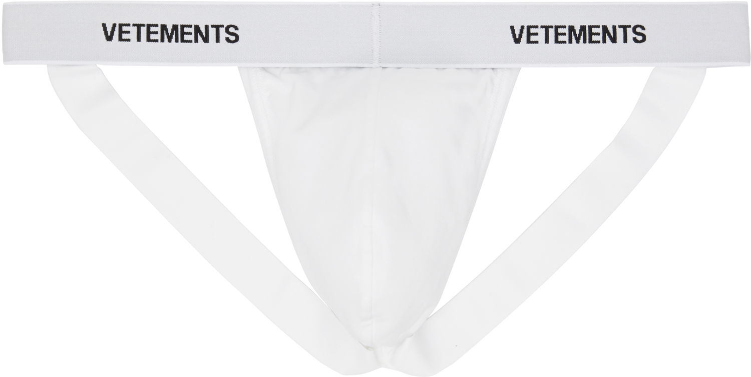 Nohavičky VETEMENTS Vetements Logo-Woven Jock Strap Biela | MA66UN110W, 1