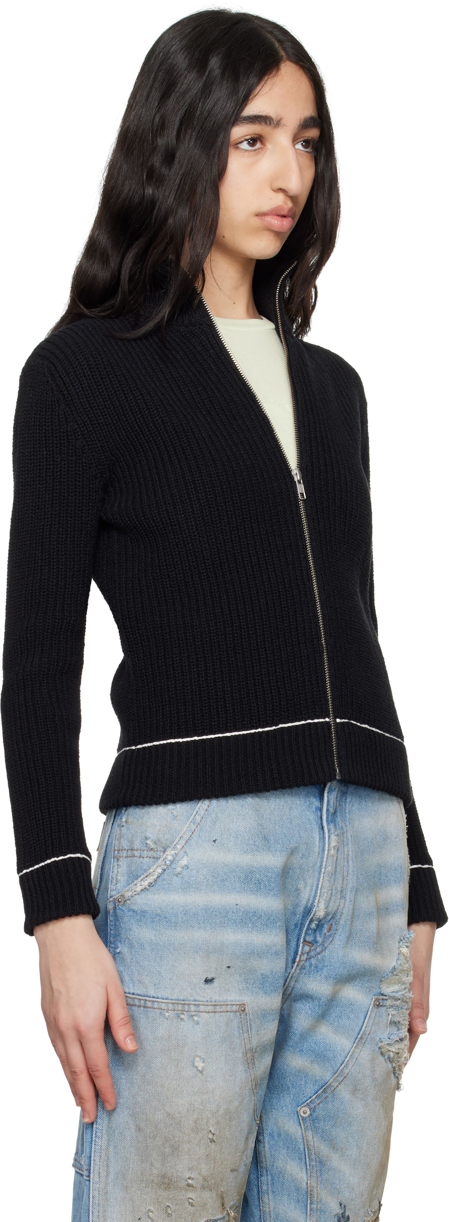 Sveter Maison Margiela MM6 Maison Margiela Slitted Camionneur Track Jacket Čierna | S62AN0142 M13124, 1