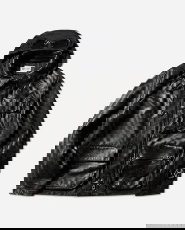 Bunda C.P. Company Slam Jam Leather Mille Jacket with Goggle Hood Čierna | 19CSOW700S 001, 0