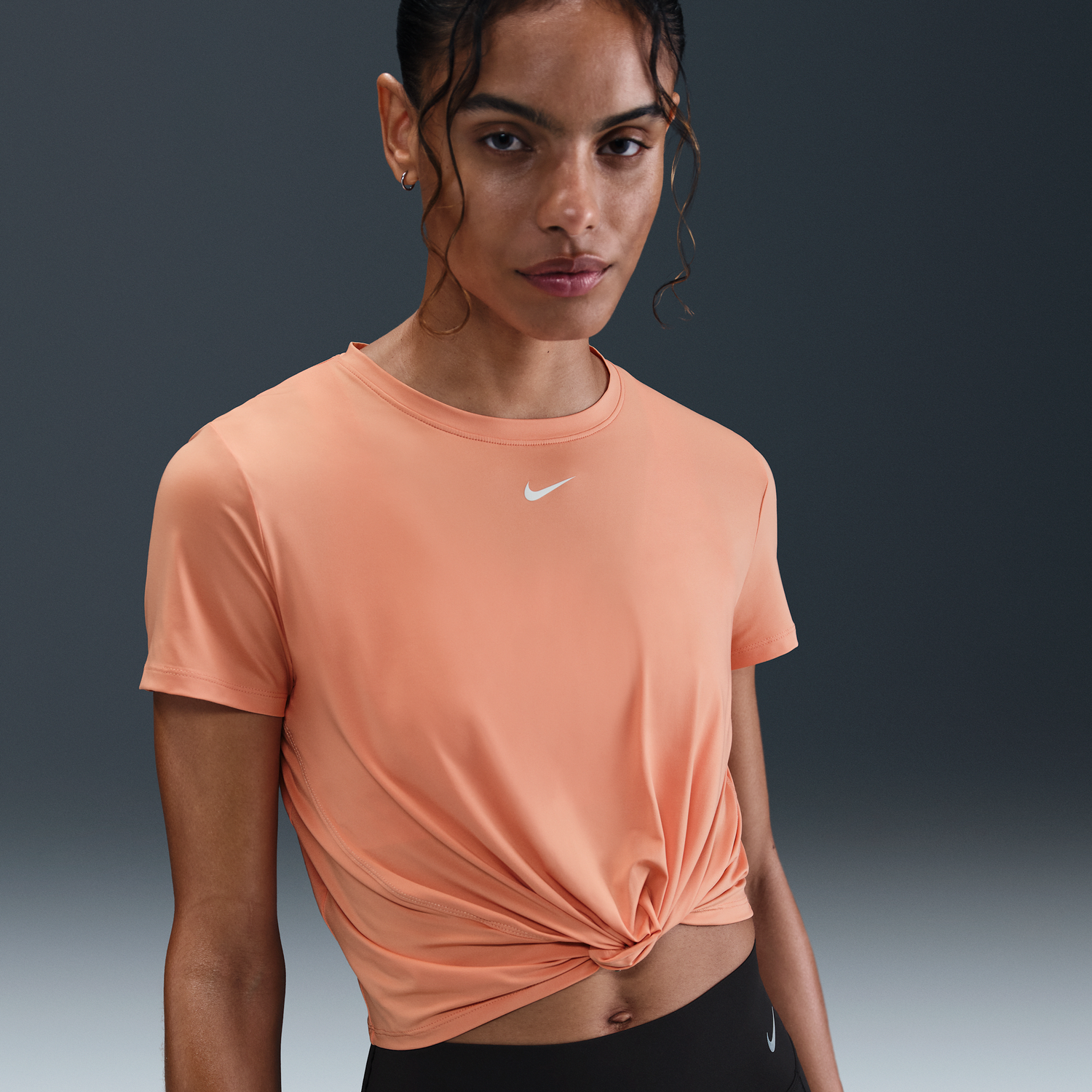 Crop Top Nike One Classic Dri-FIT Twist Short Sleeve T-Shirt Oranžová | IB9406-844, 0