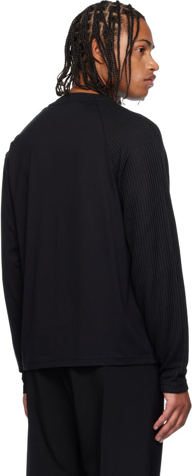 Tričko HELIOT EMIL Obscura Long Sleeve T-Shirt with Ribbed Details Čierna | AW25_M_09_152_BLK01, 2