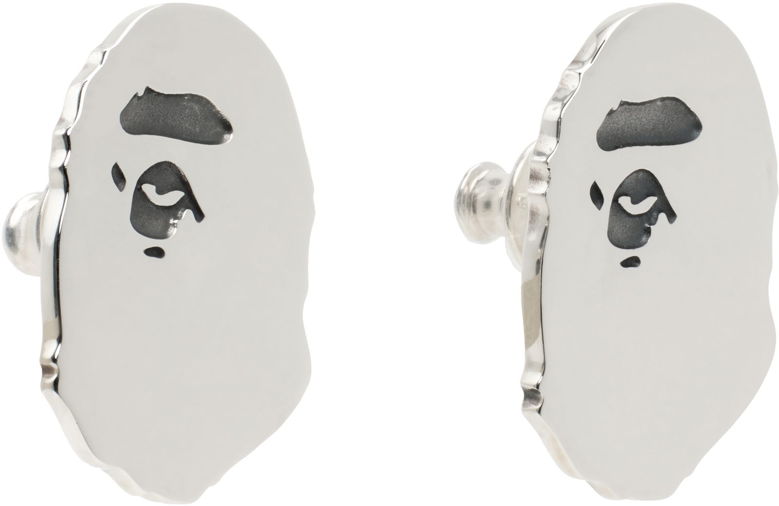 Ape Head Silver Earrings