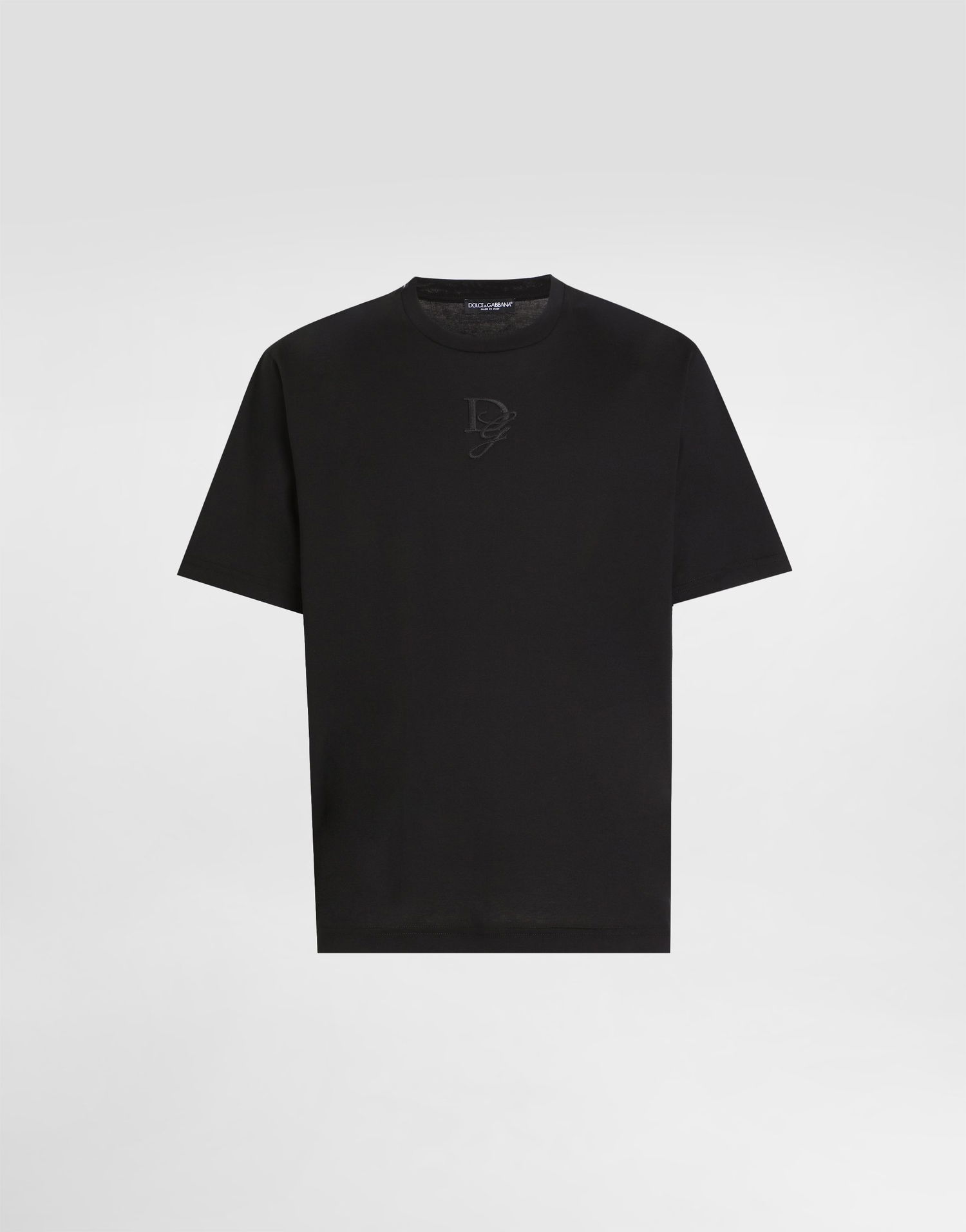 Tričko Dolce & Gabbana Dolce & Gabbana Cotton T-Shirt with Logo Embroidery Čierna | G8PN9ZG7O4EN0000, 0