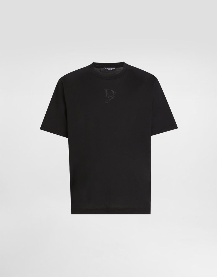 Tričko Dolce & Gabbana Dolce & Gabbana Cotton T-Shirt with Logo Embroidery Čierna | G8PN9ZG7O4EN0000