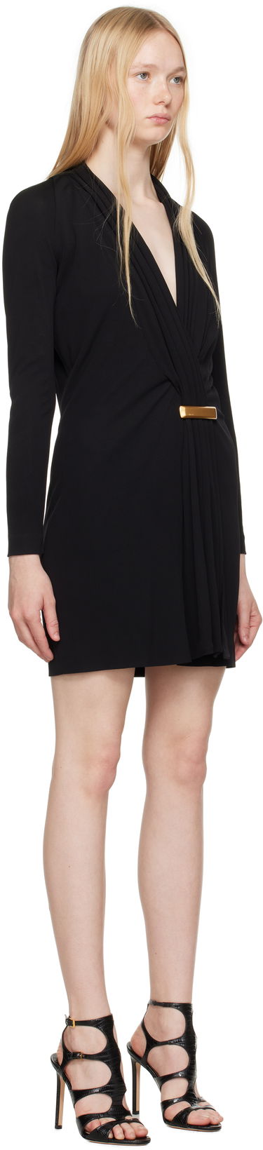 Šaty Tom Ford TOM FORD V-Neck Long Sleeve Cocktail Minidress Čierna | ABJ835-JEX131, 1