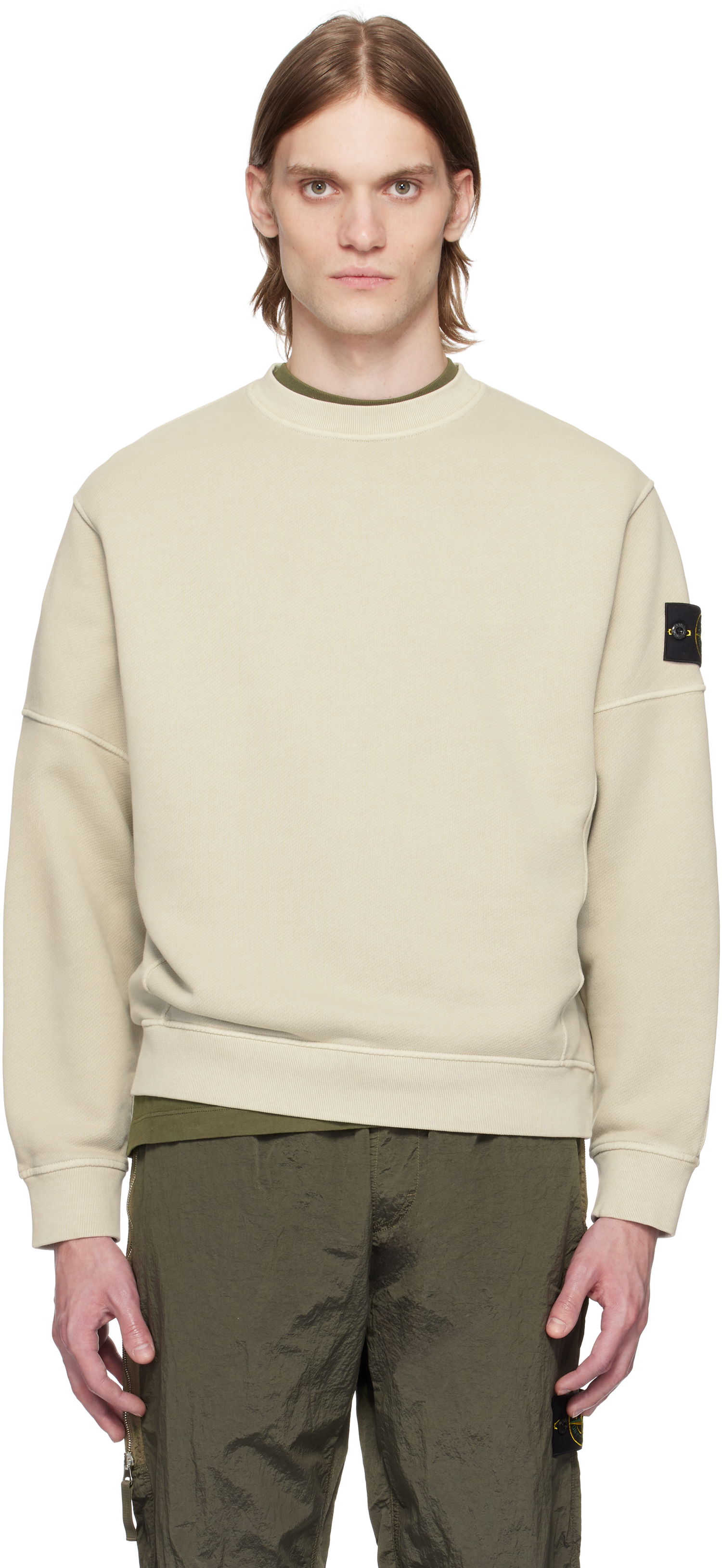 Sveter Stone Island Stone Island Diagonal Fleece Old Effect Sweatshirt Béžová | K1S15 6100032 S0045, 0