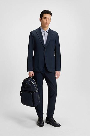 Košeľa BOSS Slim-Fit Performance-Stretch Printed Shirt Modrá | 50545269, 1