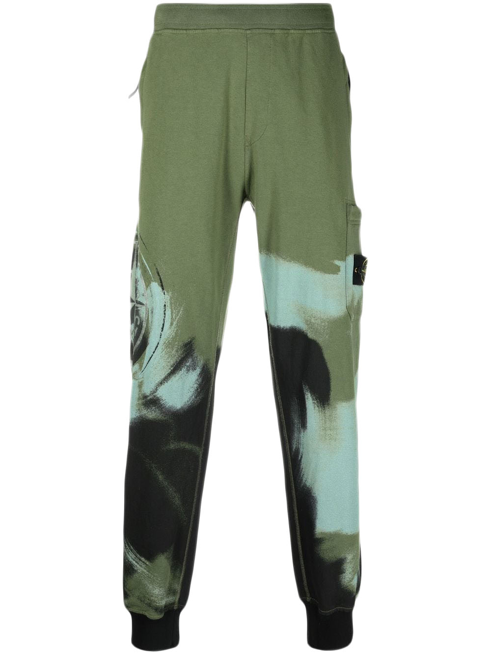 Tepláky Stone Island Paint-Stroke-Print Joggers Zelené | 771563445, 0