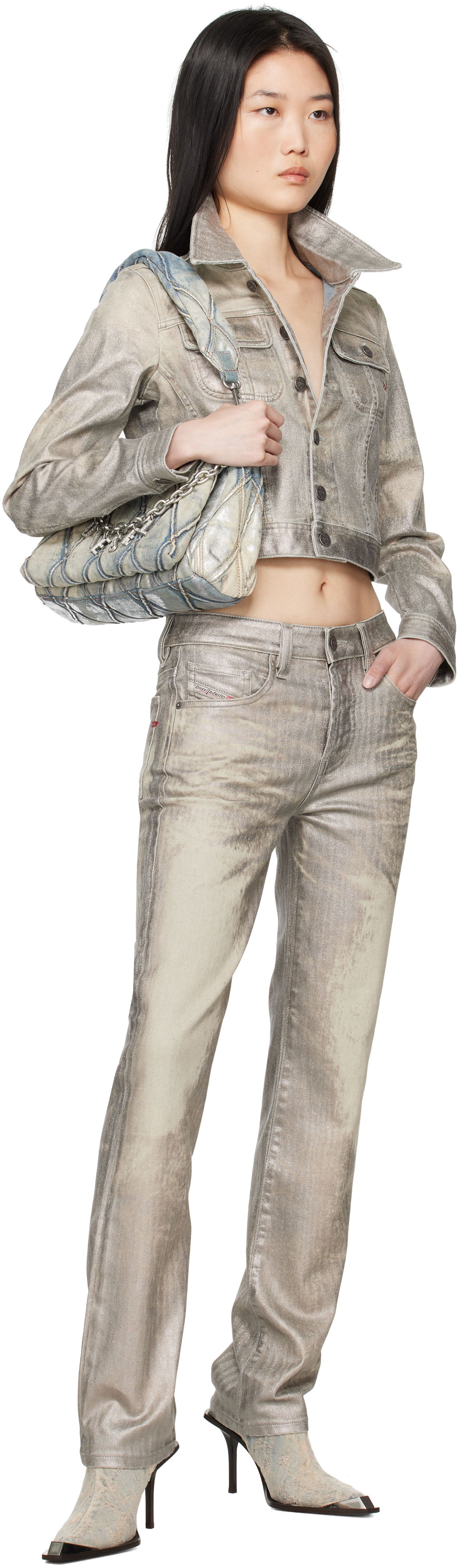 Metallic Straight Jeans