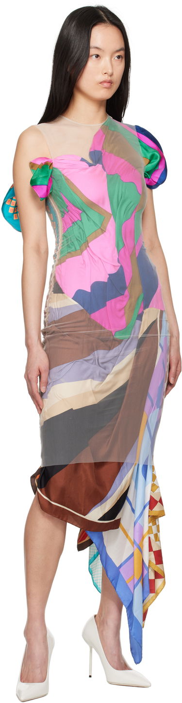 Šaty Marine Serre Marine Serre Regenerated Silk Scarves Fitted Maxi Dress Rôznofarebný | WDR330A UWOV0028, 3