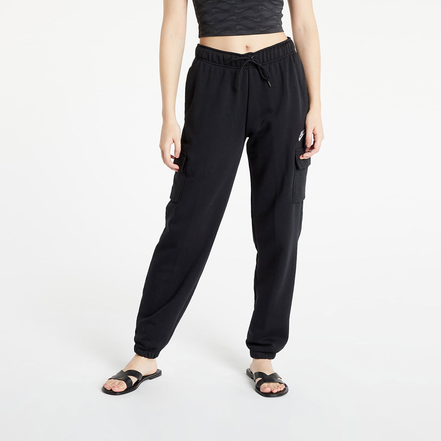 Cargo nohavice Nike SW Essential Fleece Mid-Rise Čierna | DD8713-010, 0