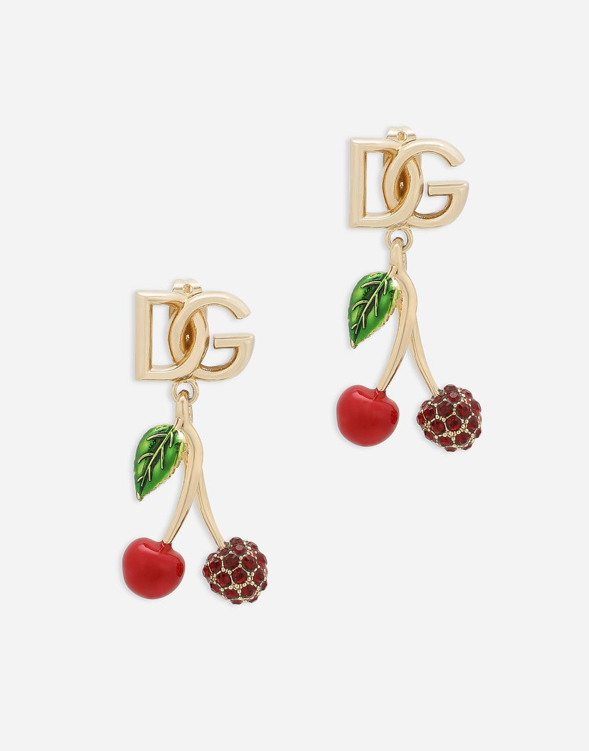 Náušnice Dolce & Gabbana Dolce & Gabbana Gold Metal Earrings with DG Logo and Cherries Rôznofarebný | WEP6C1W1111ZOO00