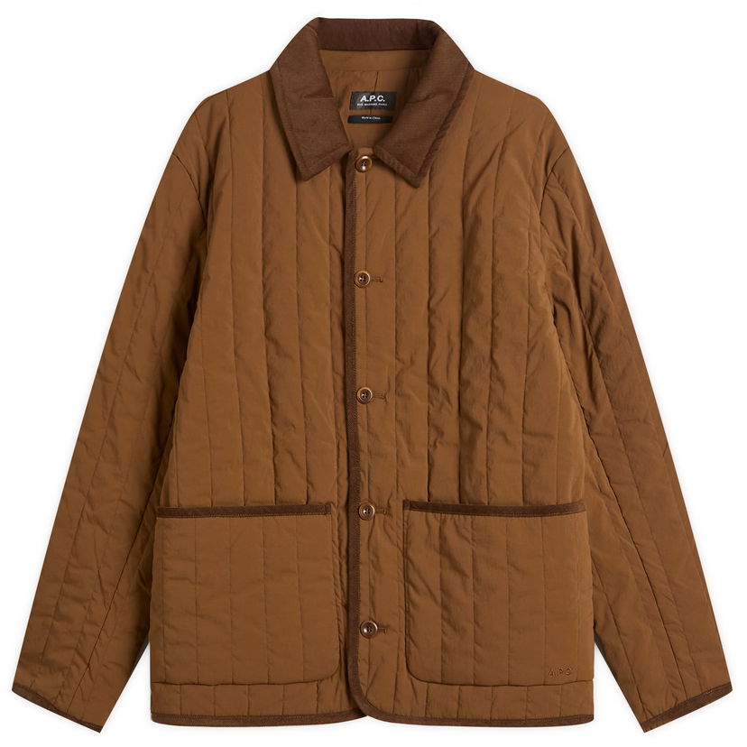 Bunda A.P.C. Men's Leone Technical Canvas Quilted Jacket, Size Small Hnedá | PAAGA-M32007-CAA