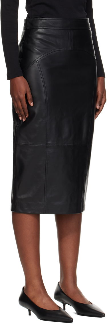 Sukňa Max Mara Max Mara Taiga Leather Midi Skirt Čierna | 2526406011600, 1