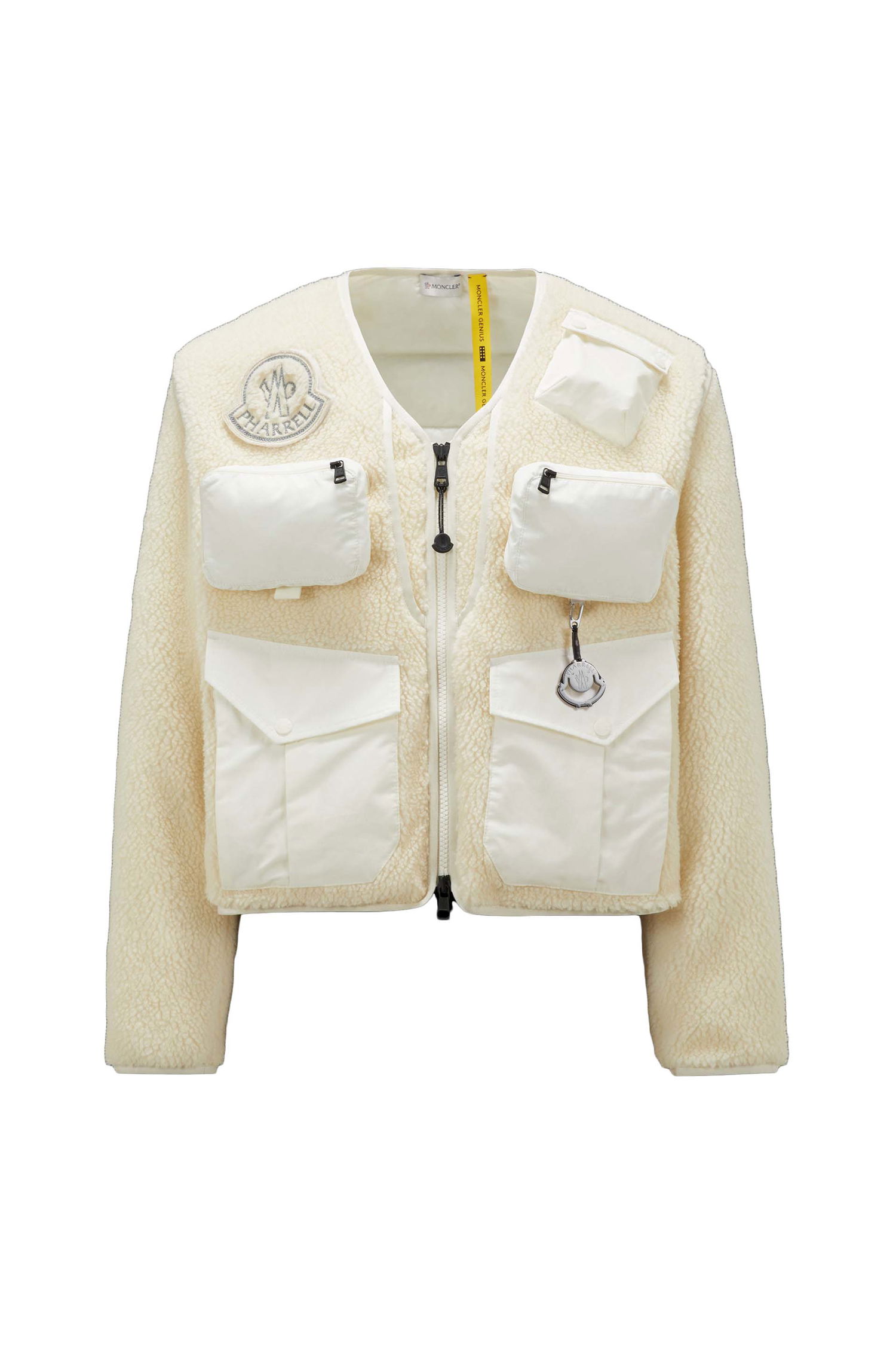 Sveter Moncler Pharrell x Padded Teddy Cardigan Biela | I209R8G00001M3417032, 0