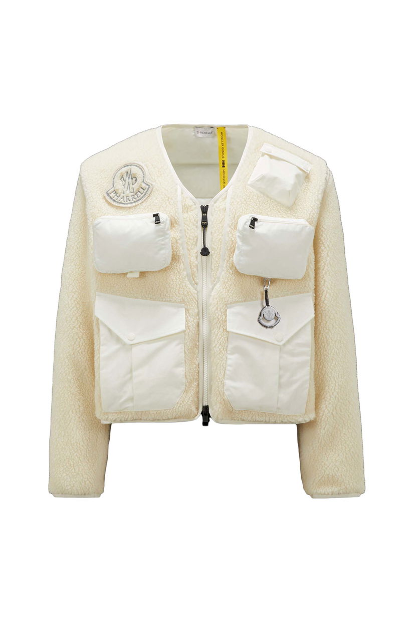 Sveter Moncler Pharrell x Padded Teddy Cardigan Biela | I209R8G00001M3417032