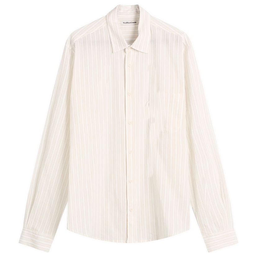Košeľa YMC YMC Curtis Striped Shirt, Size Small Béžová | P2ZAI-10