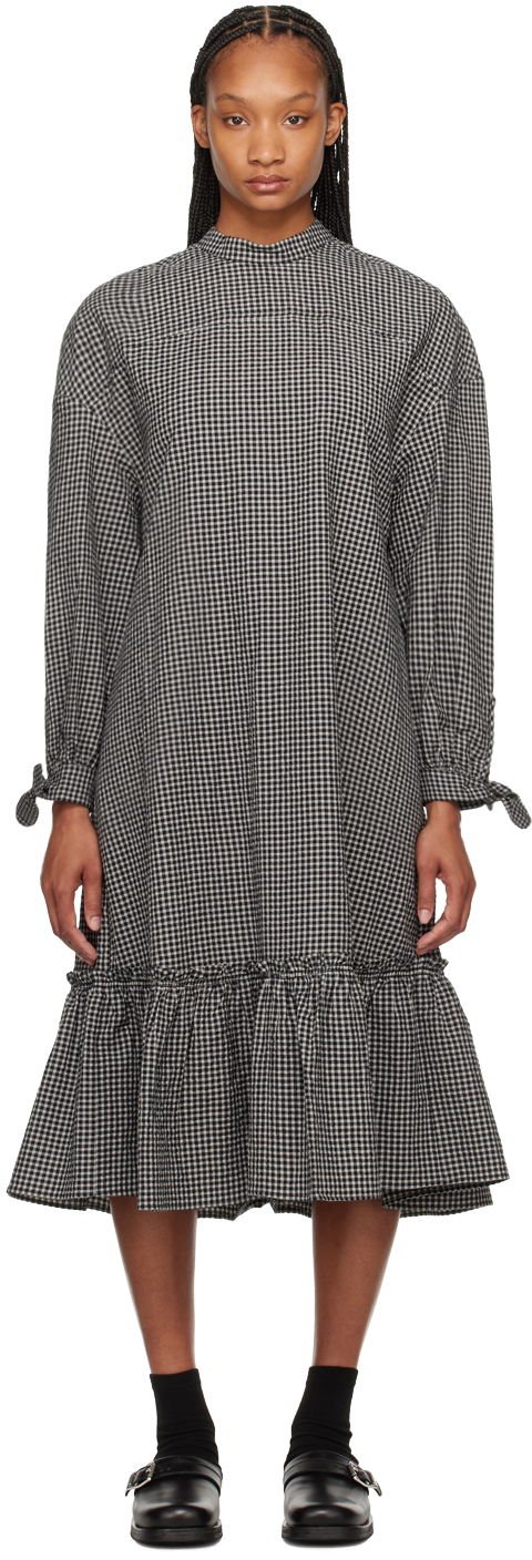 Šaty YMC YMC Rushmore Gingham Midi Dress Čierna | Q1WAI, 0