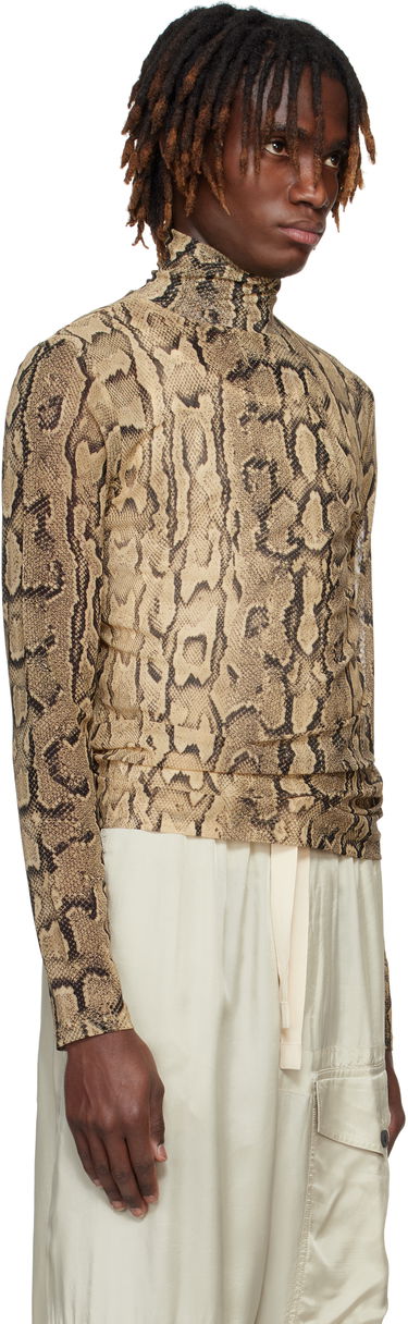 Sveter Dries Van Noten Dries Van Noten Snakeskin Print Turtleneck Top Béžová | 251-021130-1620, 1