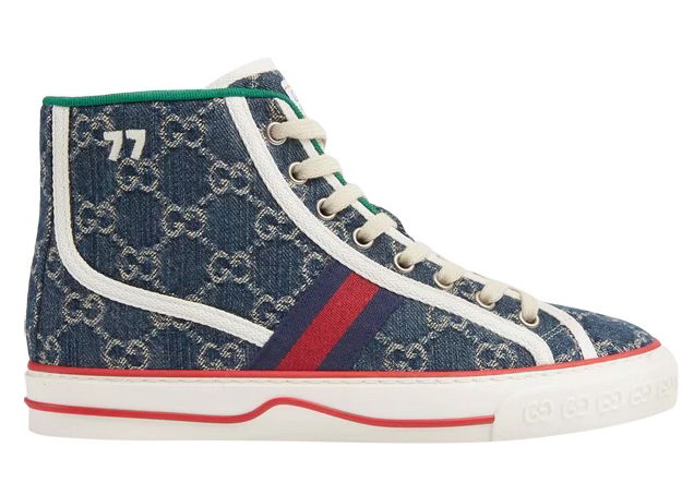 Tenisky a topánky Gucci Tennis 1977 High Top Denim GG Print (Women's) Šedá | 627838 2KQ90 4464, 0