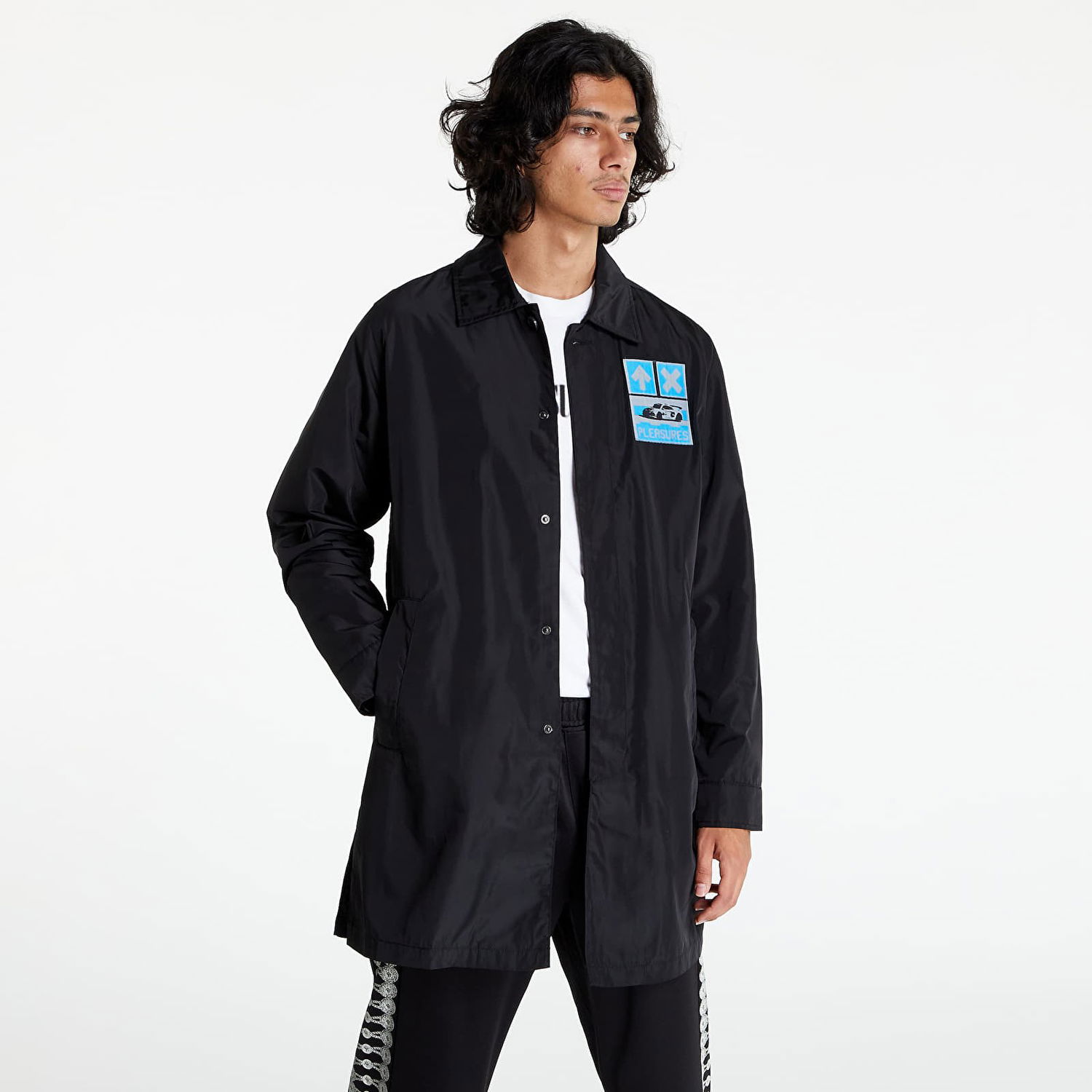 Trenčkot Pleasures Warp Trench Coat Čierna | P22F031 BLACK, 0