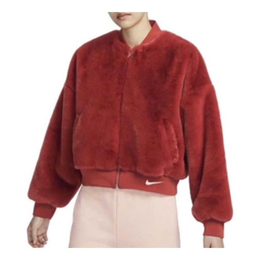 Bomber bunda Nike Sportswear Reversible Faux Fur Bomber Jacket Vínová | FB8693-832