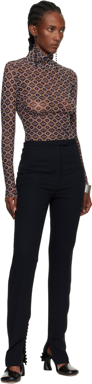 Tričká a tielka Dries Van Noten Dries Van Noten Transparent Mesh Long-Sleeve Turtleneck with Geometric Print Rôznofarebný | 252-011121-2623, 4