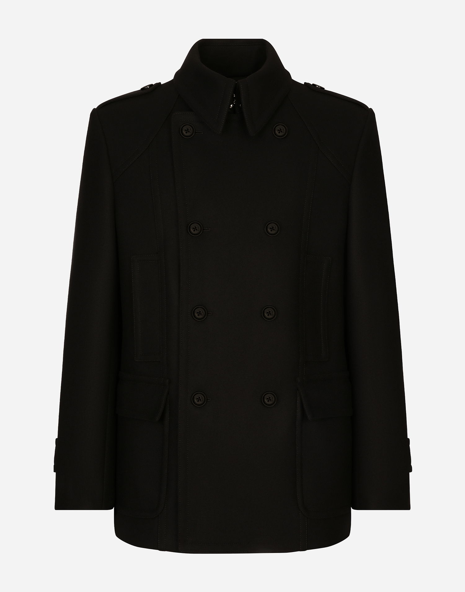 Kabáty Dolce & Gabbana Dolce & Gabbana Double-breasted Wool-blend Pea Coat Čierna | G046UTHUMT8N0000, 0
