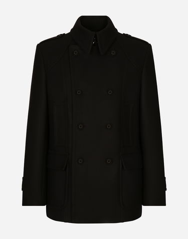 Kabáty Dolce & Gabbana Dolce & Gabbana Double-breasted Wool-blend Pea Coat Čierna | G046UTHUMT8N0000, 0