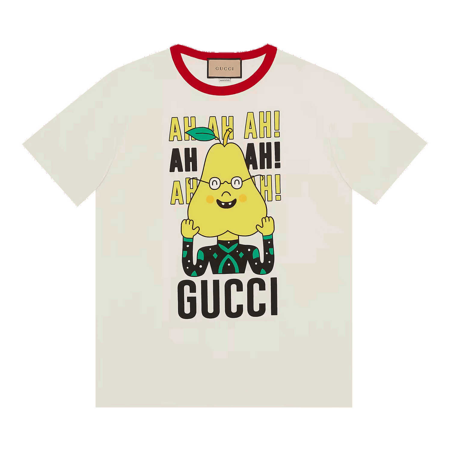 Tričko Gucci Pear Print Cotton T-Shirt Biela | 703439 XJEIY 9095, 0