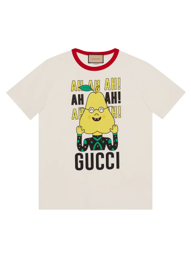 Tričko Gucci Pear Print Cotton T-Shirt Biela | 703439 XJEIY 9095