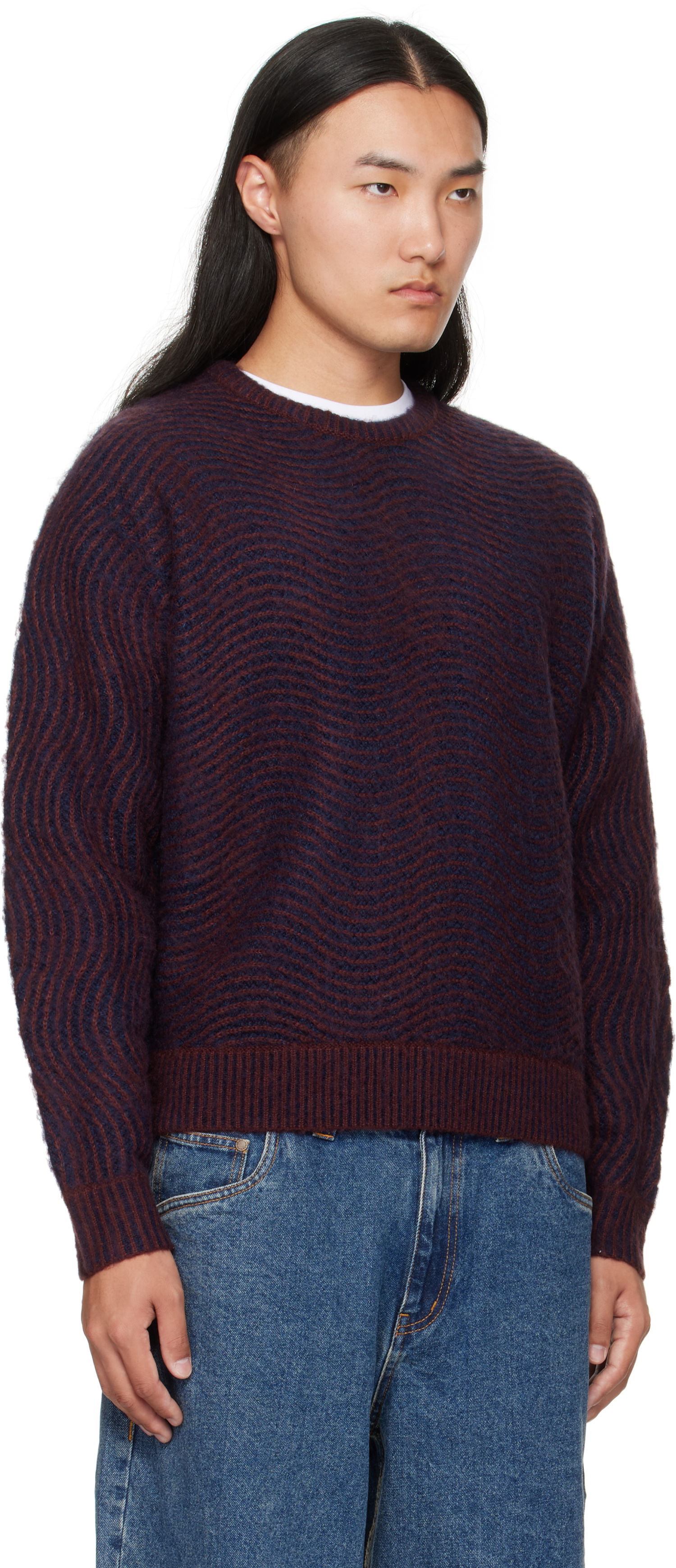 Sveter Dime Dime Mohair Wave Knit Sweater Vínová | DIMEFA254BUR, 1