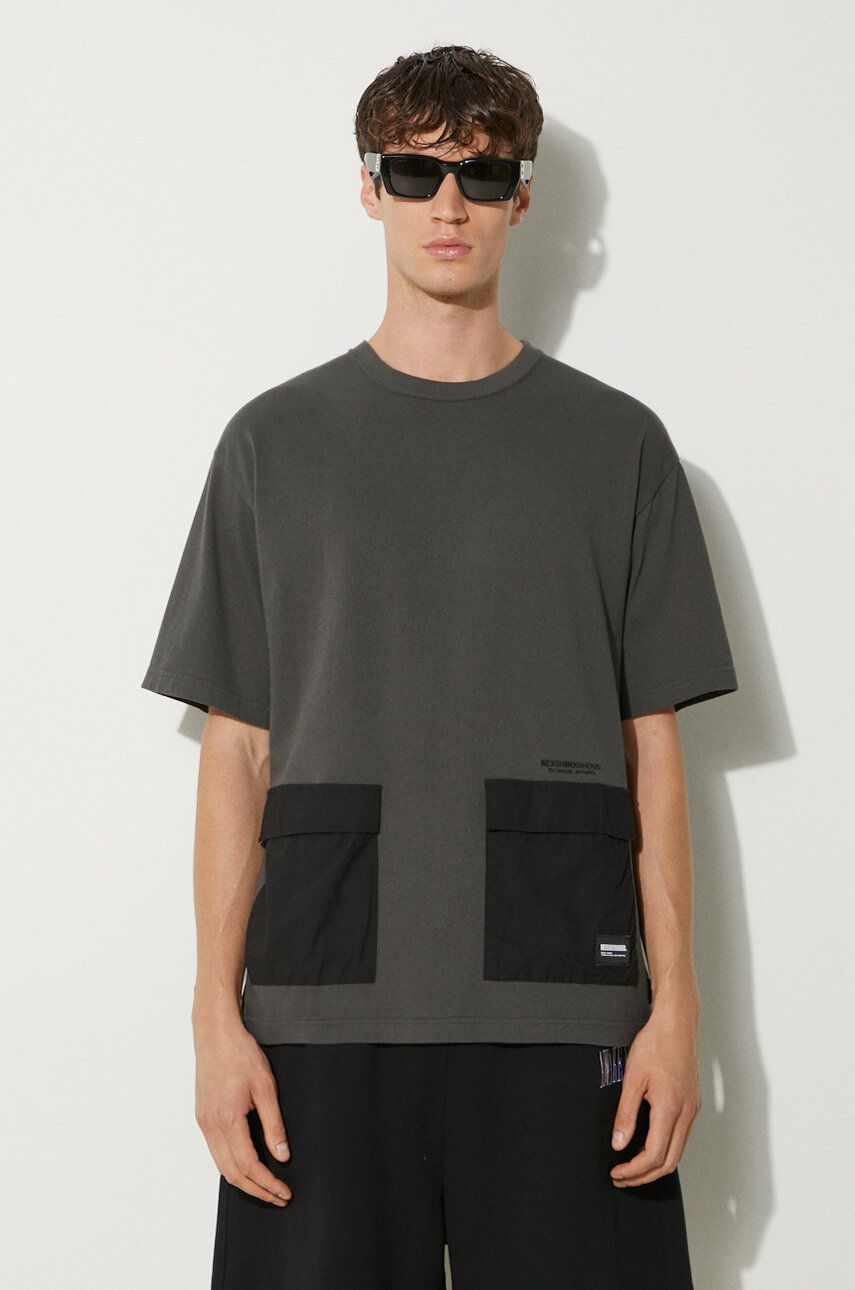 Tričko Neighborhood NEIGHBORHOOD Design Crewneck T-Shirt with Pockets Šedá | 241UWNH.CSM05, 0