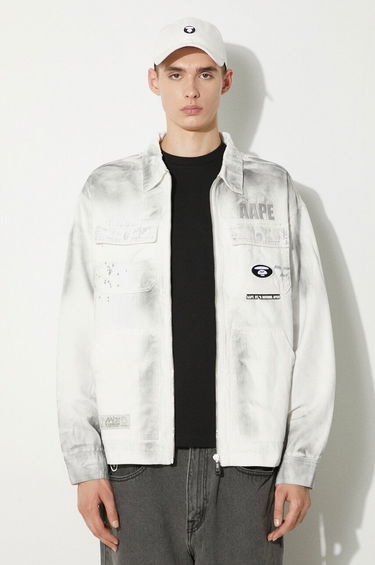 Bunda AAPE by A Bathing Ape AAPE Men's White Denim Jacket AAPLJM7644XBM Biela | AAPLJM7644XBM, 0
