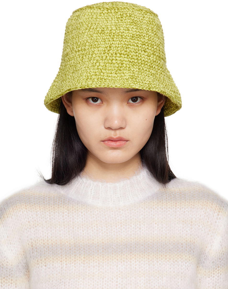 Klobúk BY FAR BY FAR Robbie Crochet Bucket Hat Zelené | 23SSROBAPLCOTME, 0