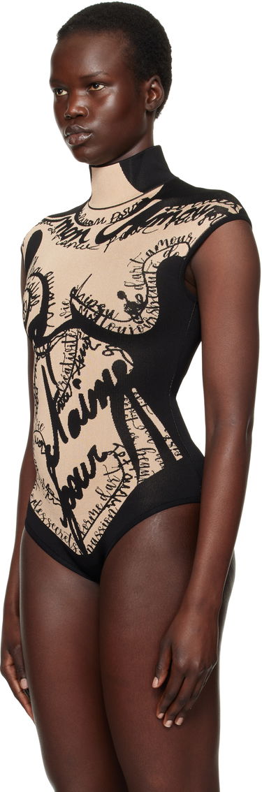 Body Balmain Balmain Jacquard Knit Torso Bodysuit Béžová | EF1BC025KH95, 3