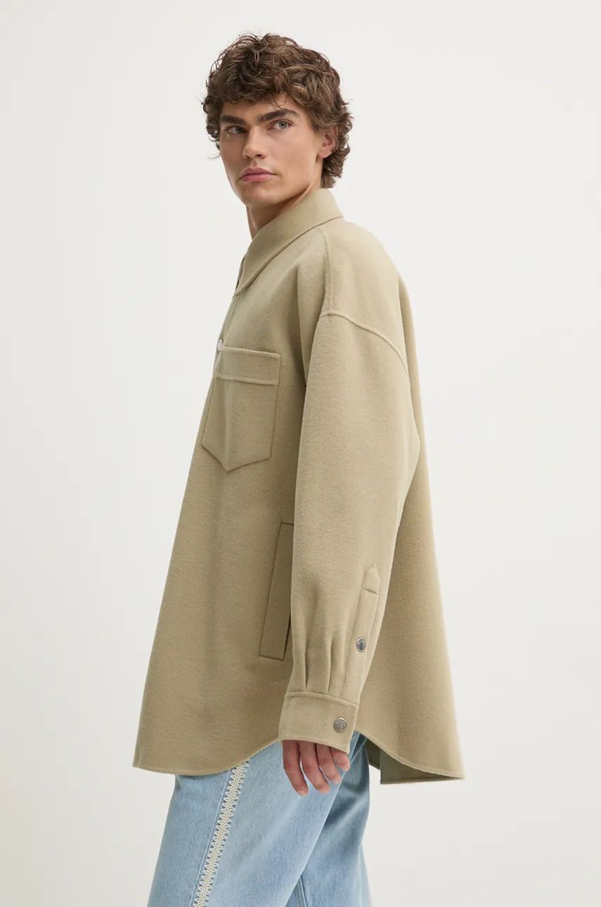 Košeľa Nanushka Oversized Wool Shirt Jacket Zelené | NM24PFJK00962, 0