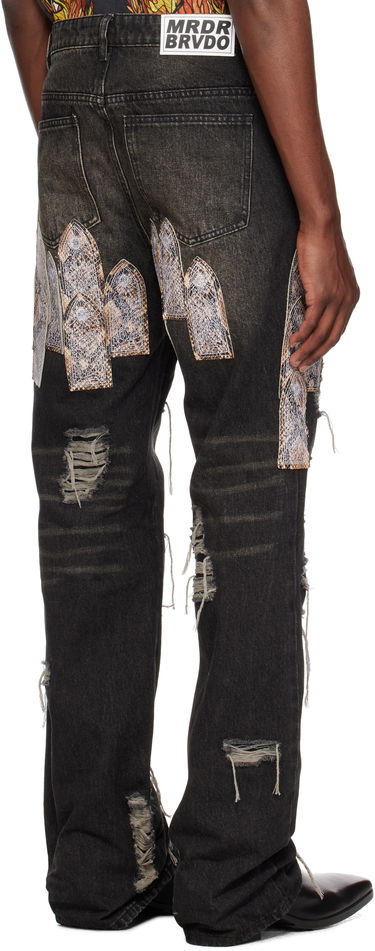Džínsy Who Decides War Who Decides War Patch Arch Distressed Denim Jeans Čierna | 1120960017SS25, 2