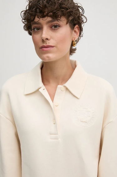 Mikina Lacoste Women's Beige Polo Neck Sweatshirt Béžová | SF2641, 3