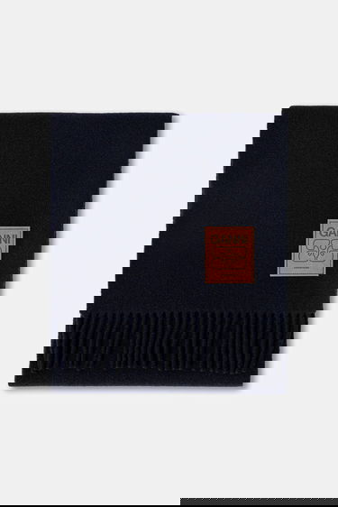 Šál GANNI Double Face Wool Solid Fringed Scarf Navy | A6931, 1