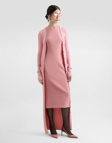 Sveter Dolce & Gabbana Dolce & Gabbana Women's Long Ribbed Wool Cardigan Ružová | FXV37TJCVXGF2528, 1