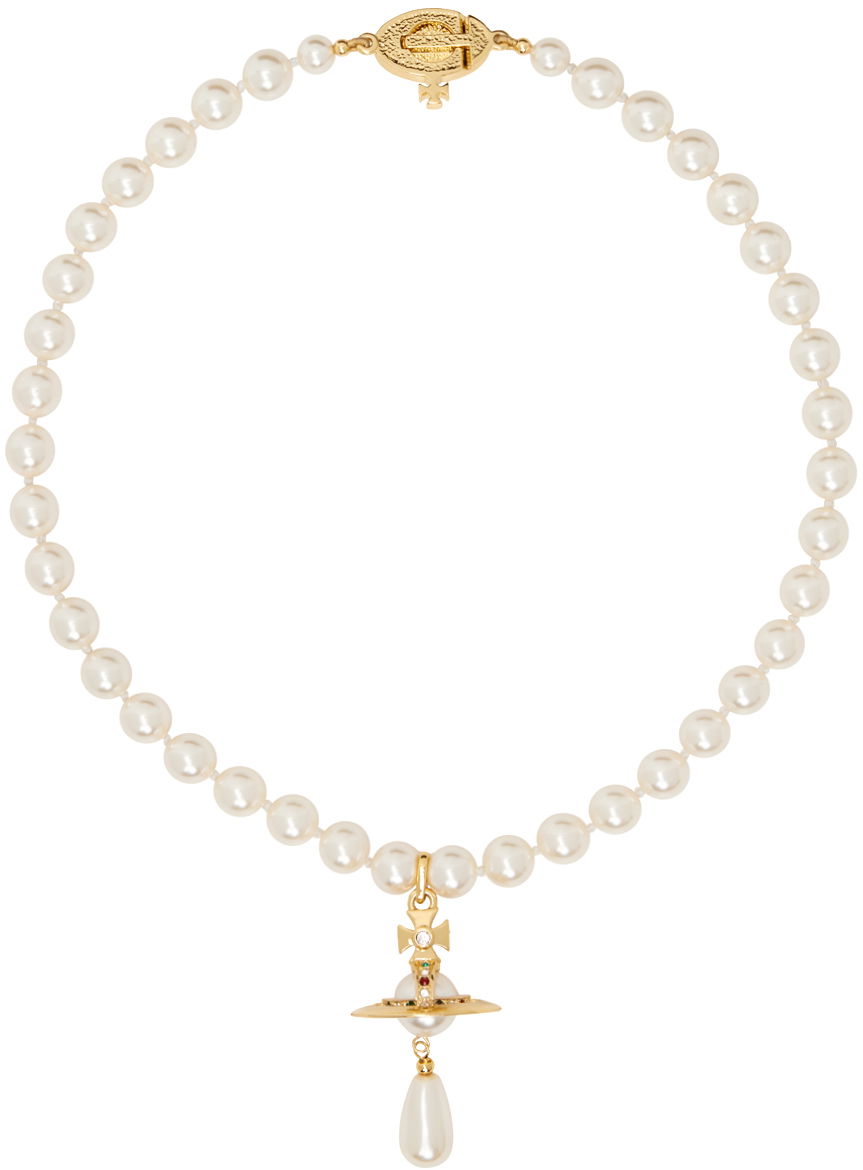 Náhrdelník Vivienne Westwood Pearl Drop Choker Necklace Metalická | 63030008-02R118-CN, 0