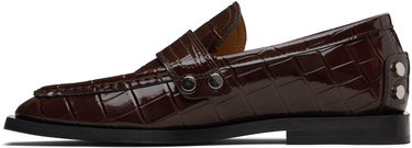 Tenisky a topánky GANNI Patent Croc-Embossed Studded Loafers Hnedá | S3116, 2