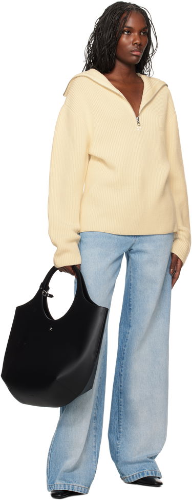 Sveter Courrèges Ribbed Wool Half-Zip Sweater Žltá | 324MPU182FI0036, 3